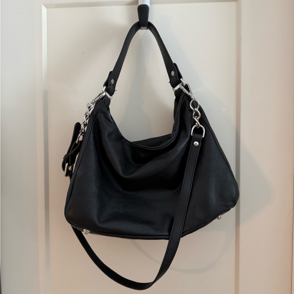 Italian Leather Leopard Print Shoulder Bag - Picture 3 of 5